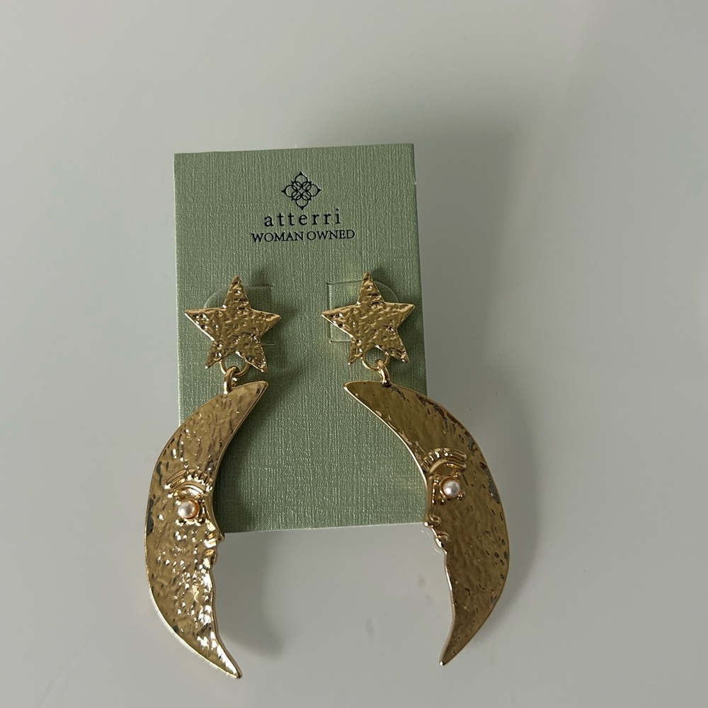 Atterri Gold Star and Moon celestial Earrings